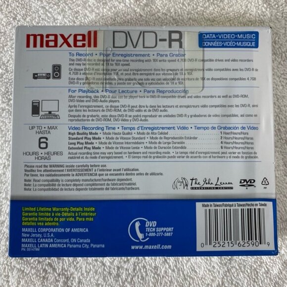 Vintage Maxell DVD-R Write Once Single Sided 4.7GB 120 Min 5 Pack Blank Discs - Picture 4 of 10